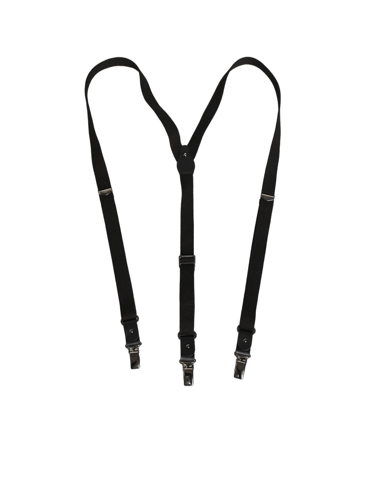 Dolce & Gabbana Black Cotton Leather Elastic Y-back Suspender