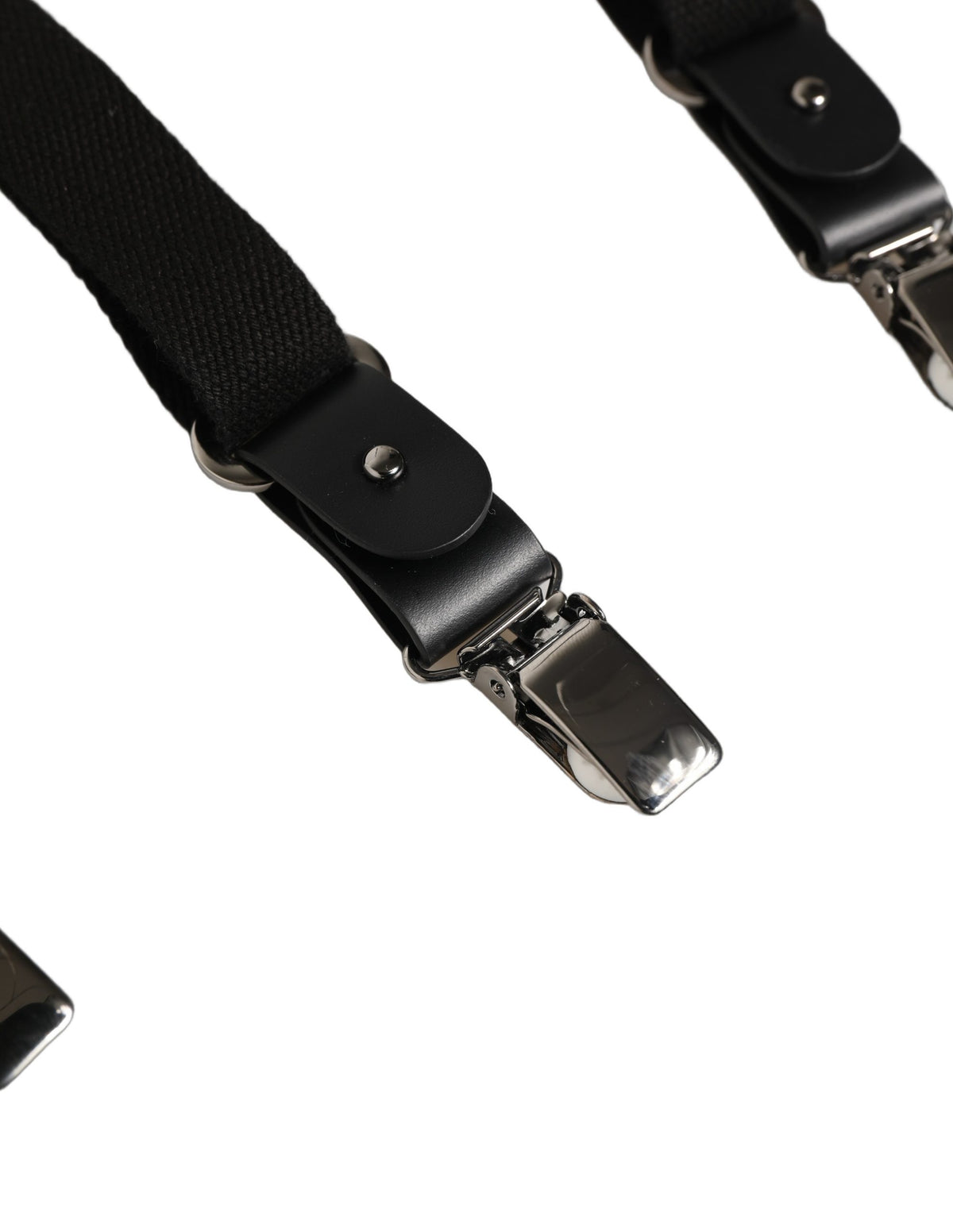 Dolce & Gabbana Black Cotton Leather Elastic Y-back Suspender