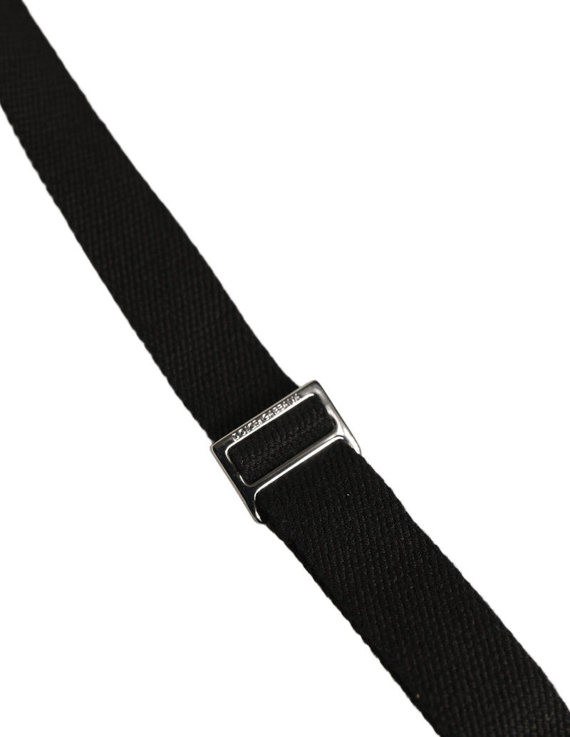 Dolce & Gabbana Black Cotton Leather Elastic Y-back Suspender
