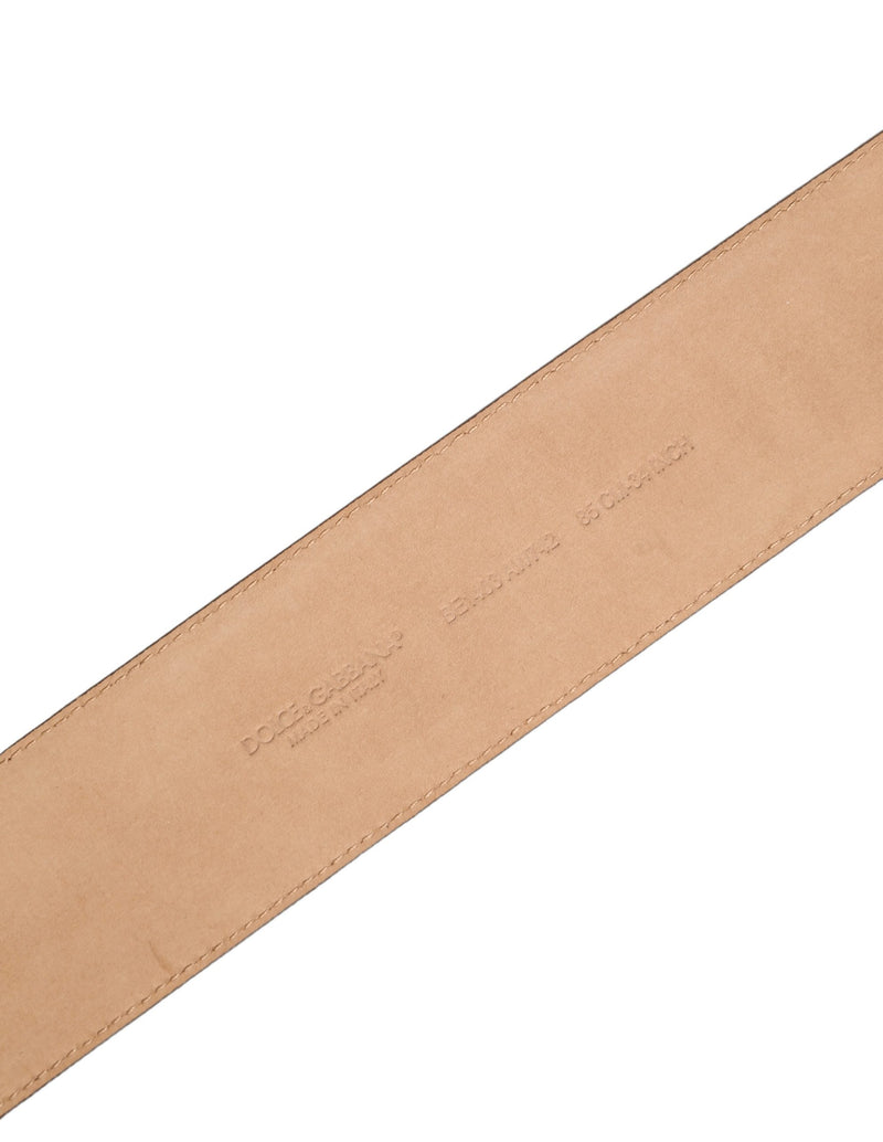 Dolce & Gabbana Brown Calfskin Leather Belt with Gold Buckle