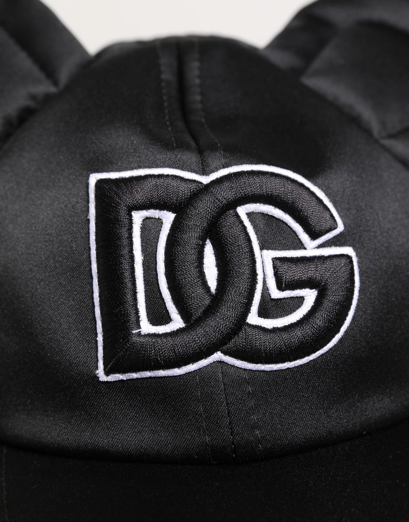 Dolce & Gabbana Men Black Velvet Animal Ears Baseball Cap