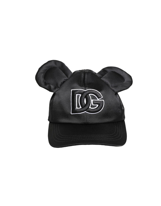 Dolce & Gabbana Men Black Velvet Animal Ears Baseball Cap