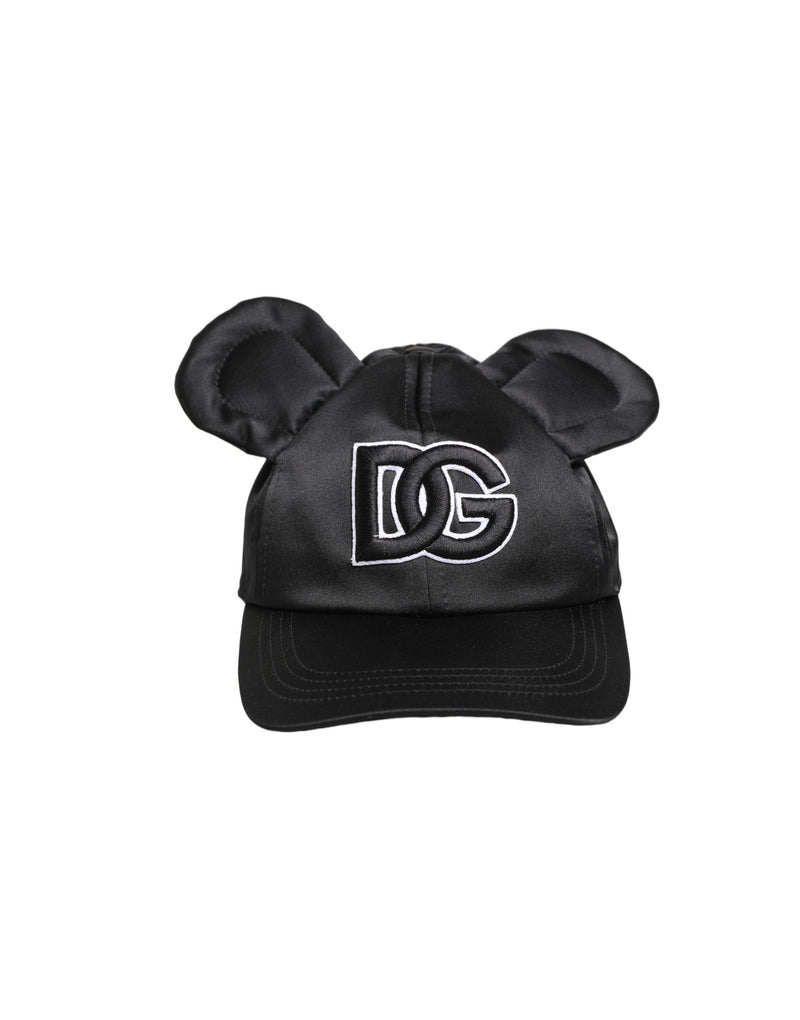 Dolce & Gabbana Men Black Velvet Animal Ears Baseball Cap