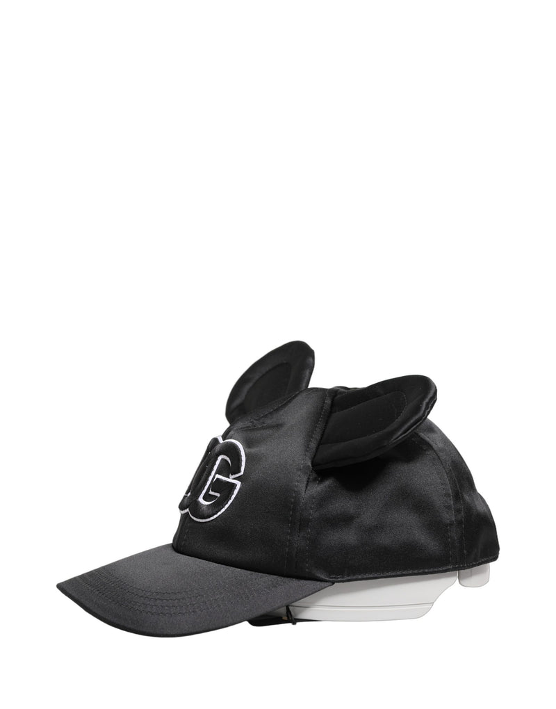 Dolce & Gabbana Men Black Velvet Animal Ears Baseball Cap