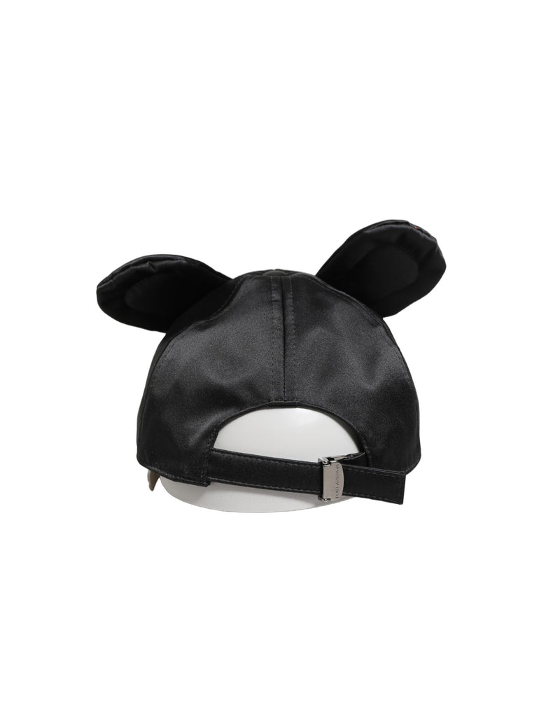 Dolce & Gabbana Men Black Velvet Animal Ears Baseball Cap