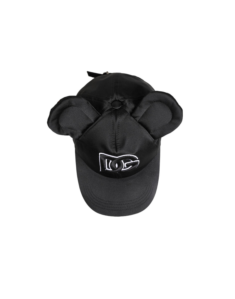 Dolce & Gabbana Men Black Velvet Animal Ears Baseball Cap