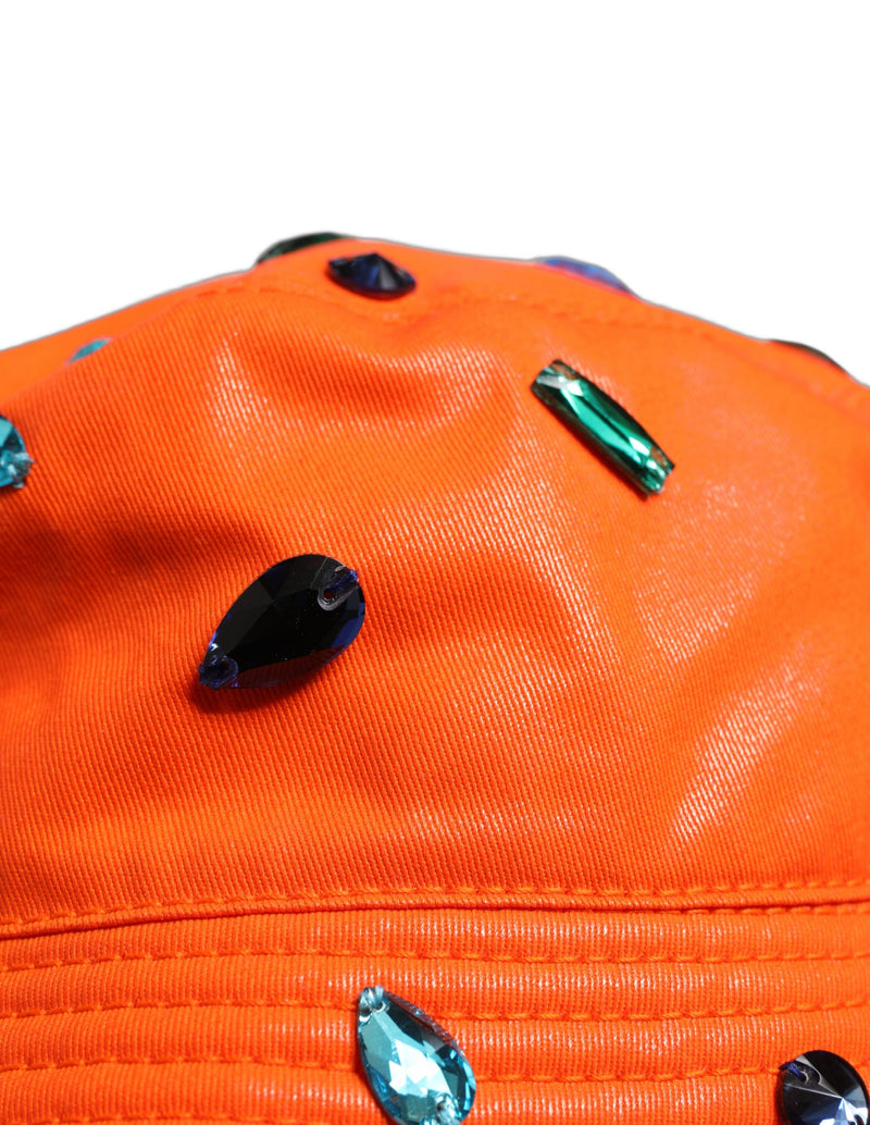 Dolce & Gabbana Orange Crystal Embellished Fisherman Hat