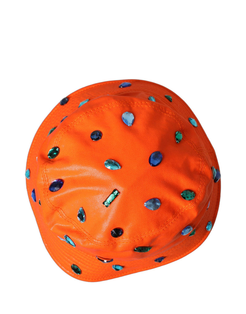 Dolce & Gabbana Orange Crystal Embellished Fisherman Hat