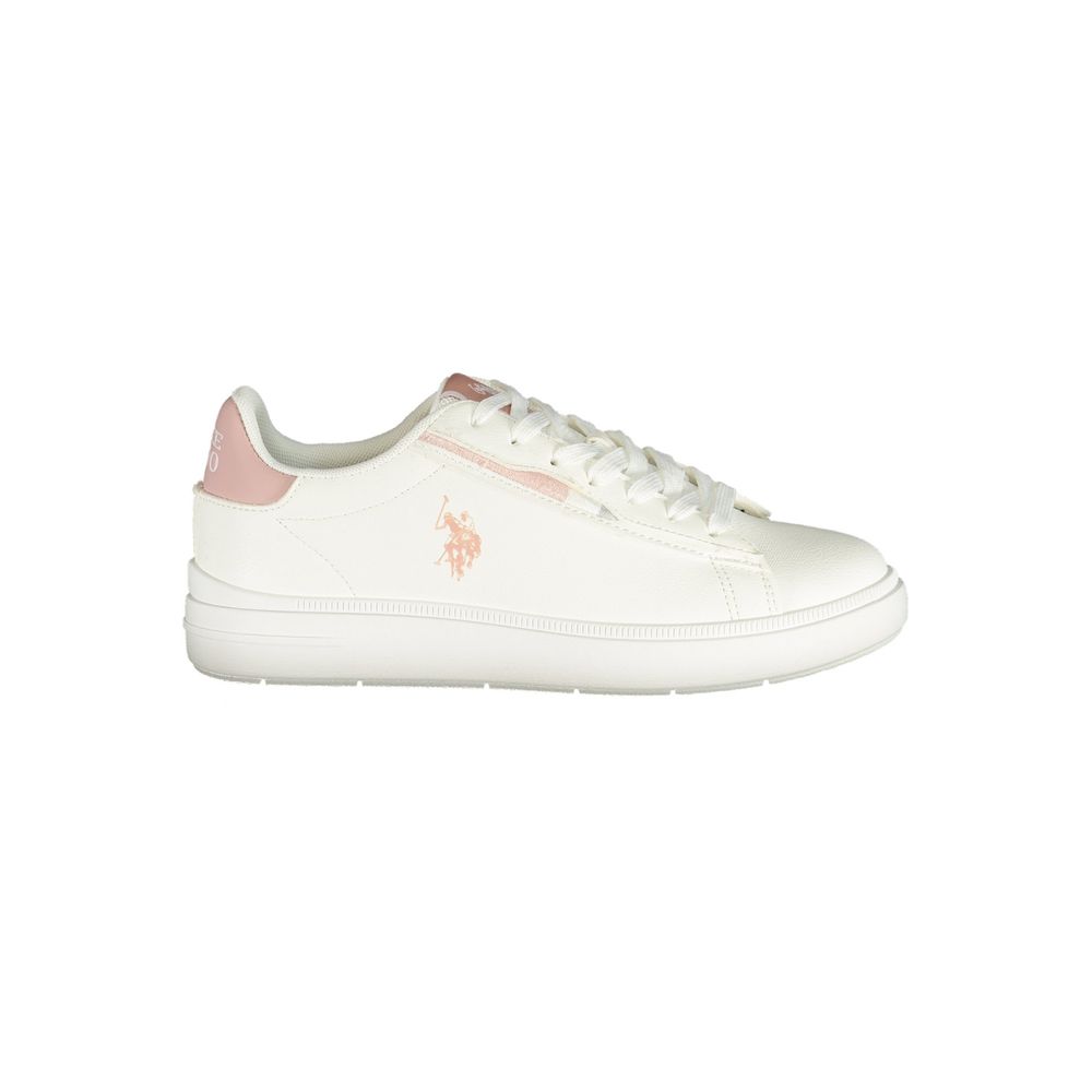 U.S. POLO ASSN. Women's White Sneakers with Pink Accents