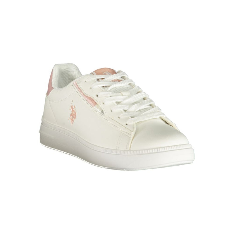 U.S. POLO ASSN. Women's White Sneakers with Pink Accents