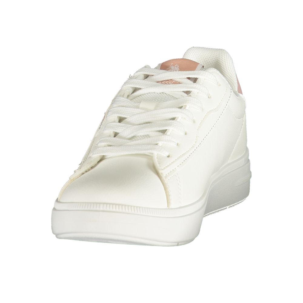 U.S. POLO ASSN. Women's White Sneakers with Pink Accents