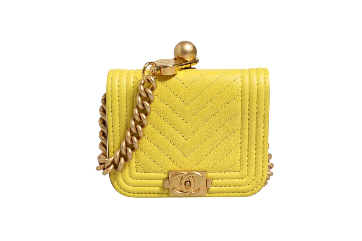 Chanel Crossbody Yellow Leather Bag - Preloved