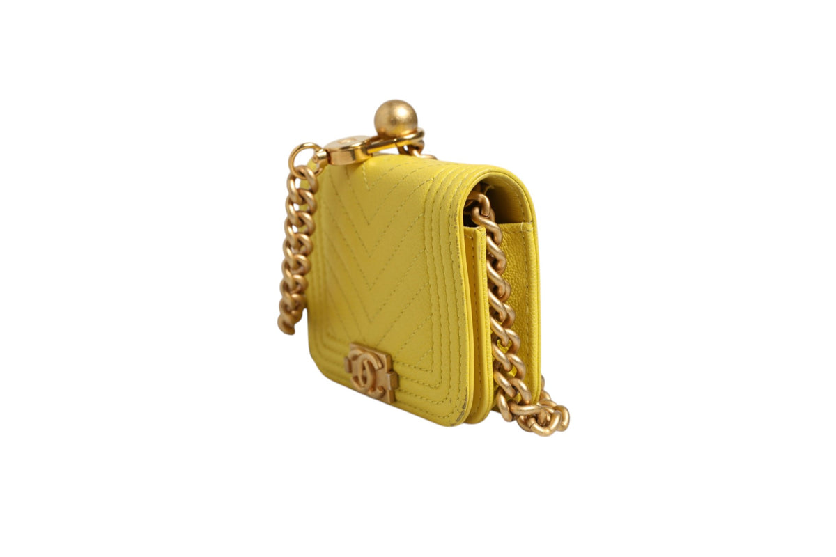Chanel Crossbody Yellow Leather Bag - Preloved