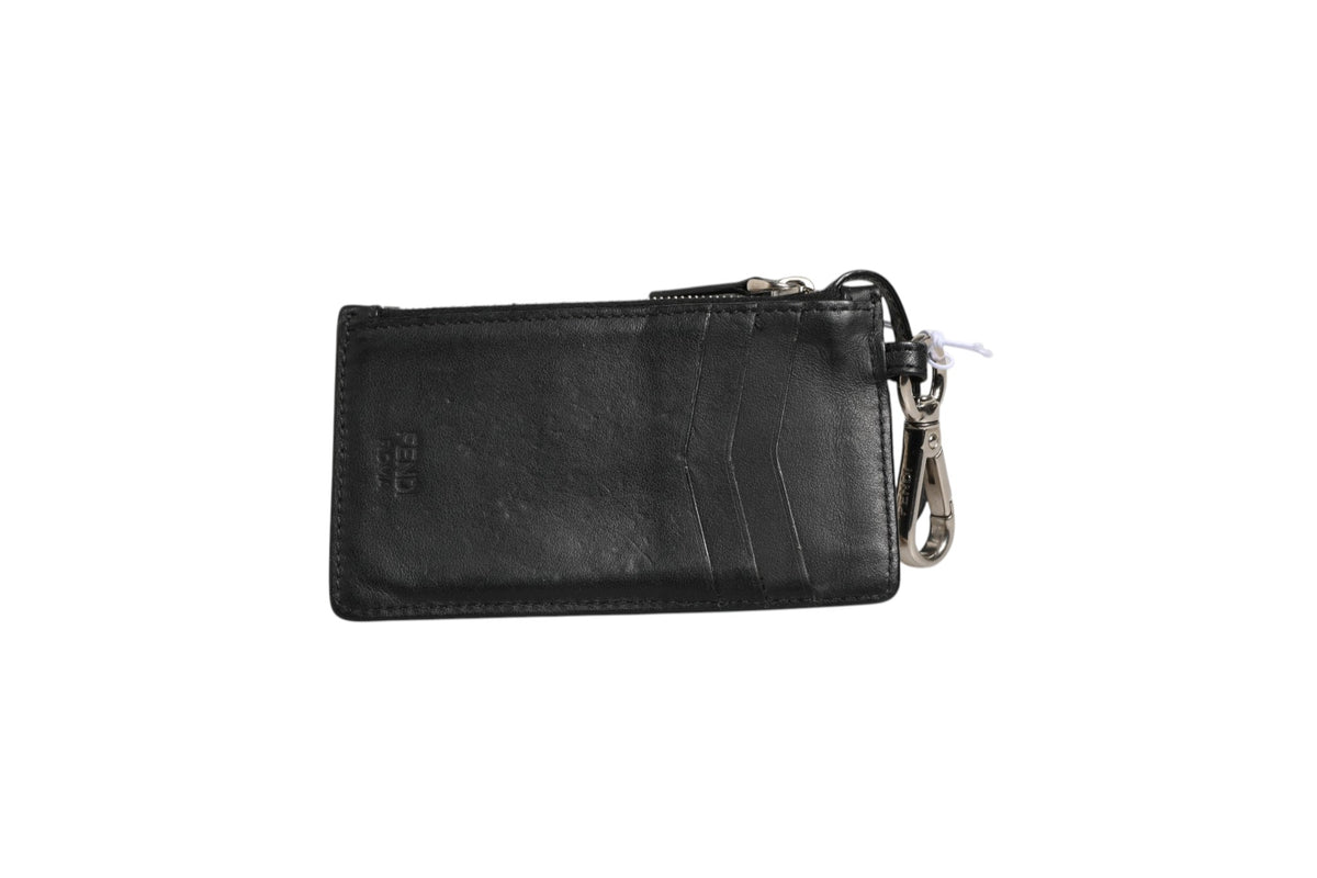 Fendi Vitello Liberty Studded Coin Pouch Key Case - Ardesia