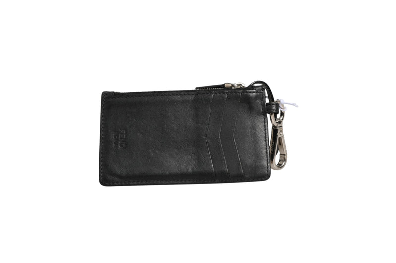 Fendi Vitello Liberty Studded Coin Pouch Key Case - Ardesia