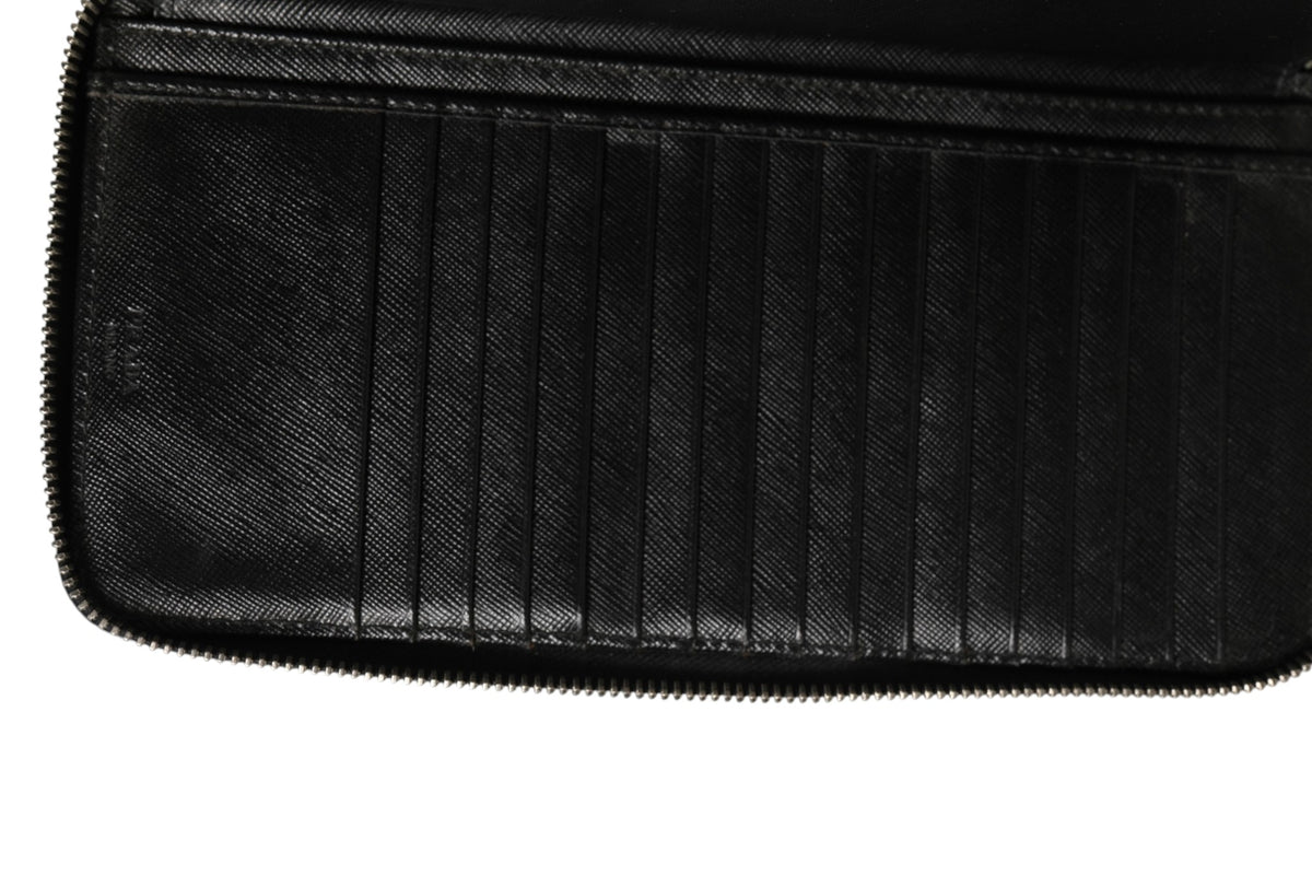 Prada Baltico Saffiano Leather Zip Travel Wallet - Black