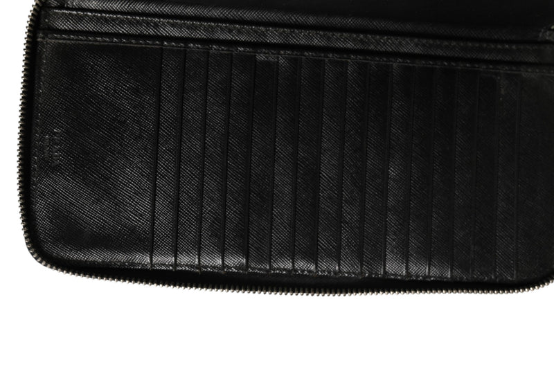 Prada Baltico Saffiano Leather Zip Travel Wallet - Black