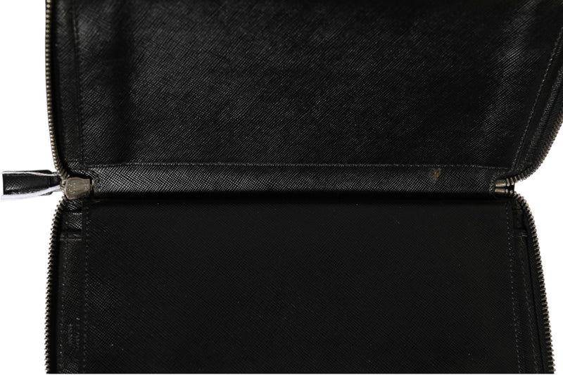 Prada Baltico Saffiano Leather Zip Travel Wallet - Black