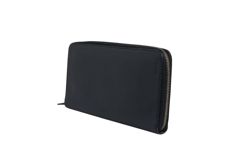 Prada Navy Oliver Embossed Leather Zip-Around Wallet
