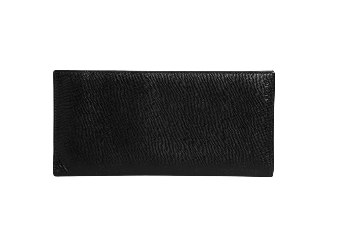 Prada Saffiano Leather Slim Card Holder Wallet - Black