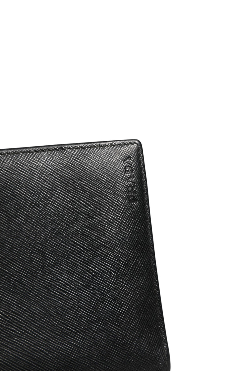 Prada Saffiano Leather Slim Card Holder Wallet - Black