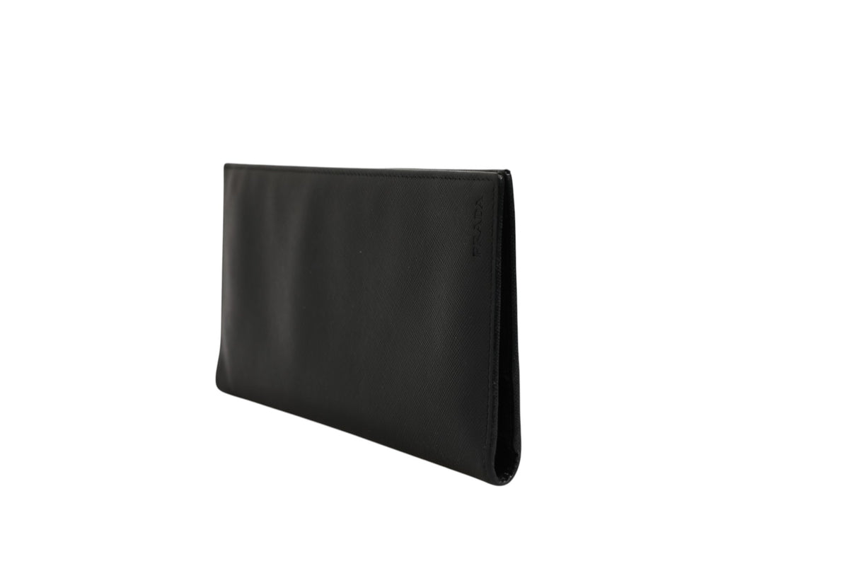 Prada Saffiano Leather Slim Card Holder Wallet - Black