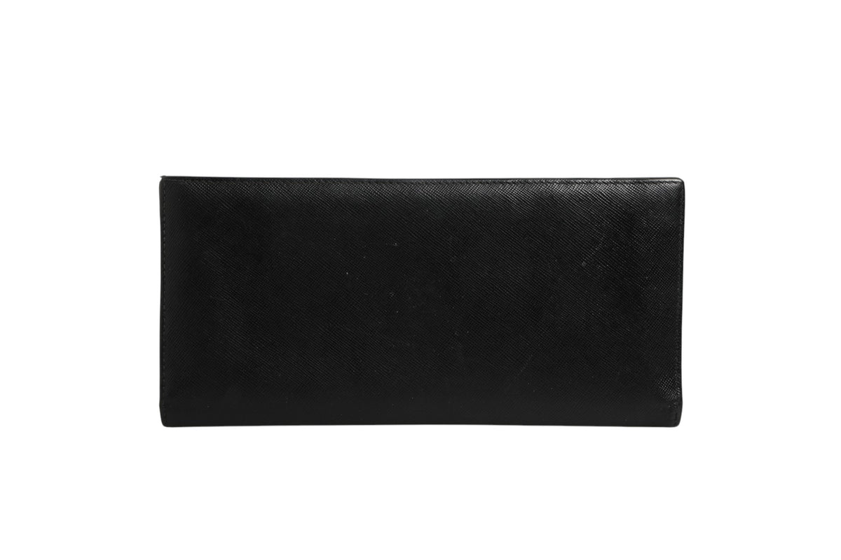 Prada Saffiano Leather Slim Card Holder Wallet - Black