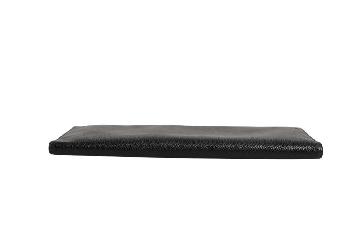 Prada Saffiano Leather Slim Card Holder Wallet - Black