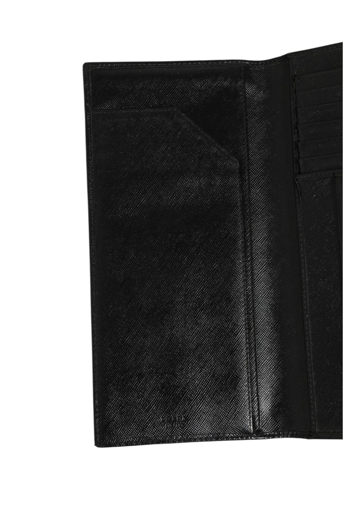 Prada Saffiano Leather Slim Card Holder Wallet - Black