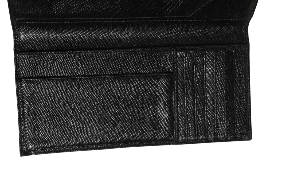 Prada Saffiano Leather Slim Card Holder Wallet - Black