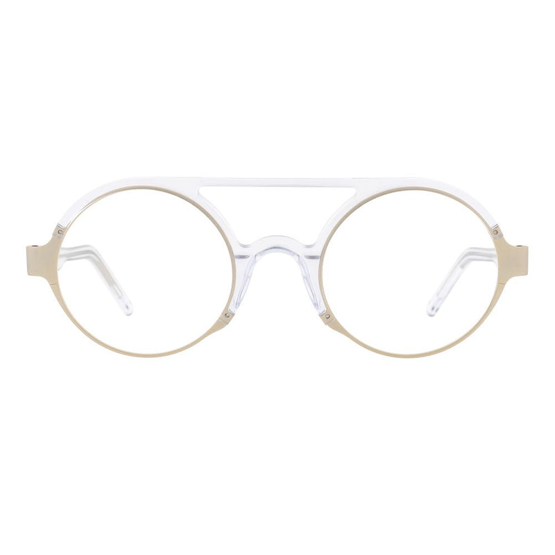 Andy Wolf Gold Metal & Plastic Round Glasses (Frames)