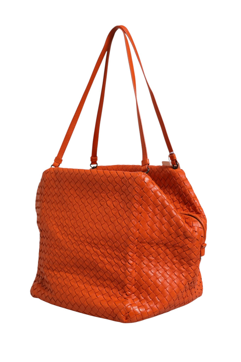 Bottega Veneta Intrecciato Nappa Leather Cube Bag - Orange