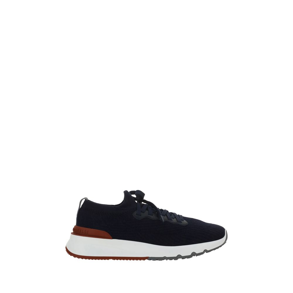 Brunello Cucinelli Blue Cotton Low Top Sneakers for Men