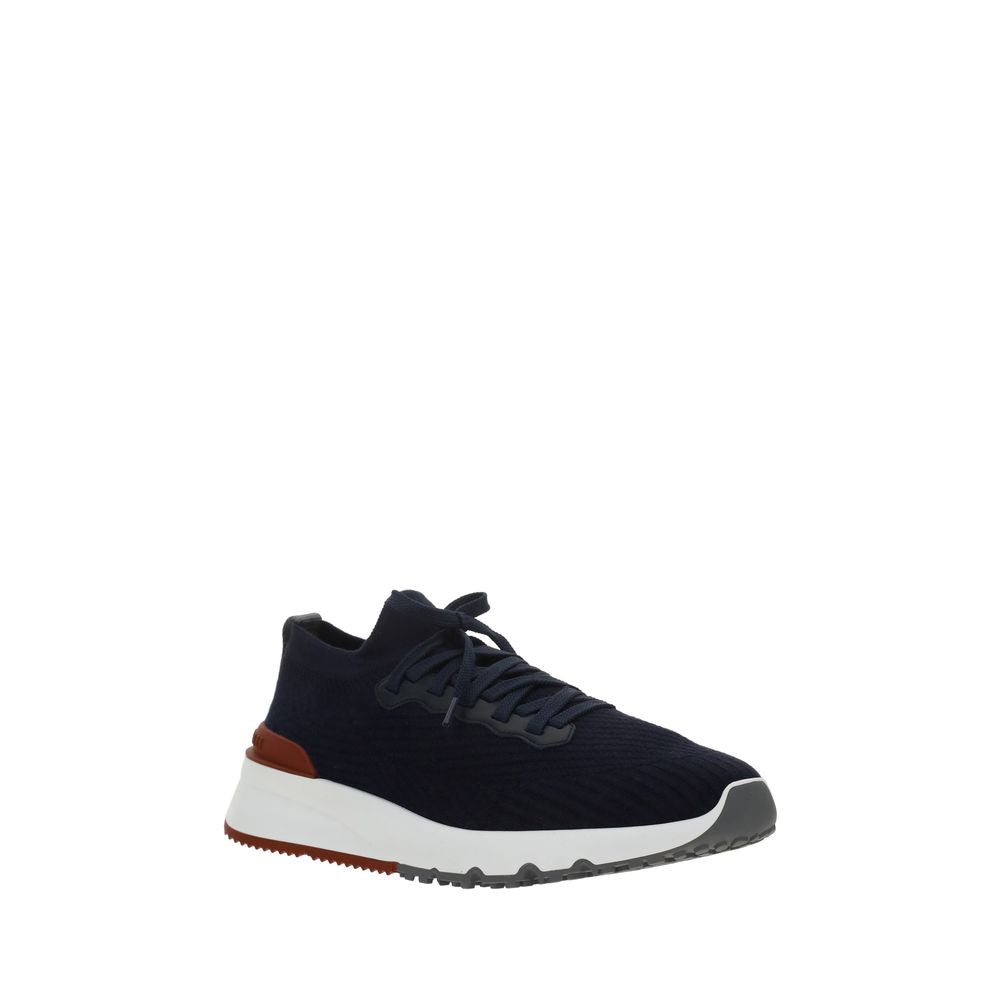 Brunello Cucinelli Blue Cotton Low Top Sneakers for Men