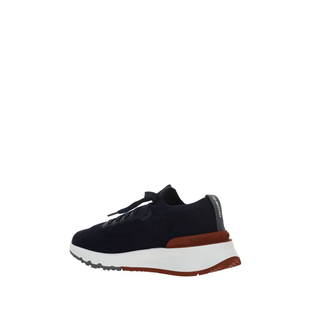 Brunello Cucinelli Blue Cotton Low Top Sneakers for Men