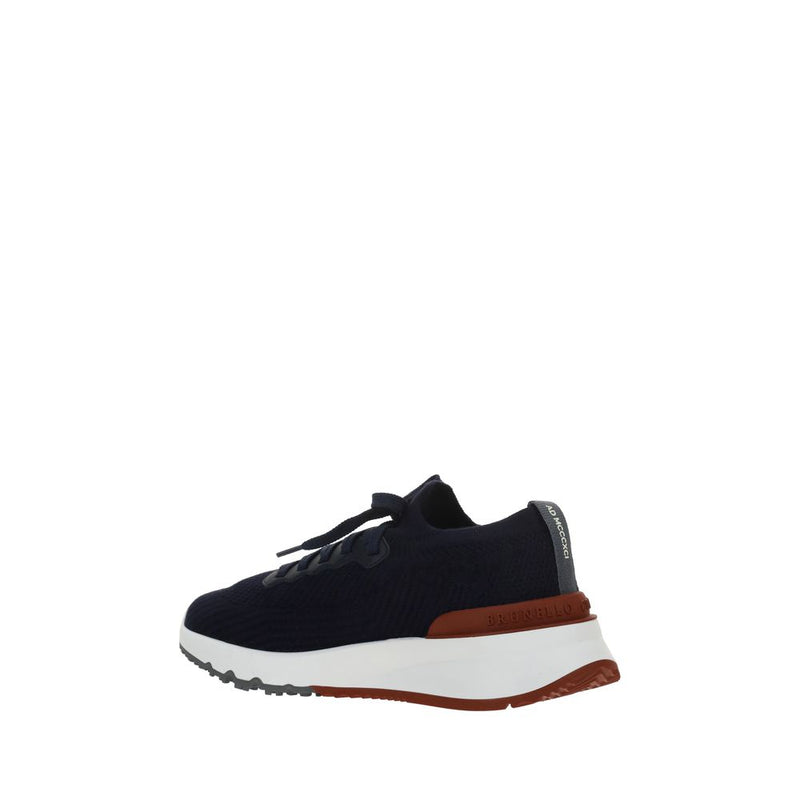 Brunello Cucinelli Blue Cotton Low Top Sneakers for Men