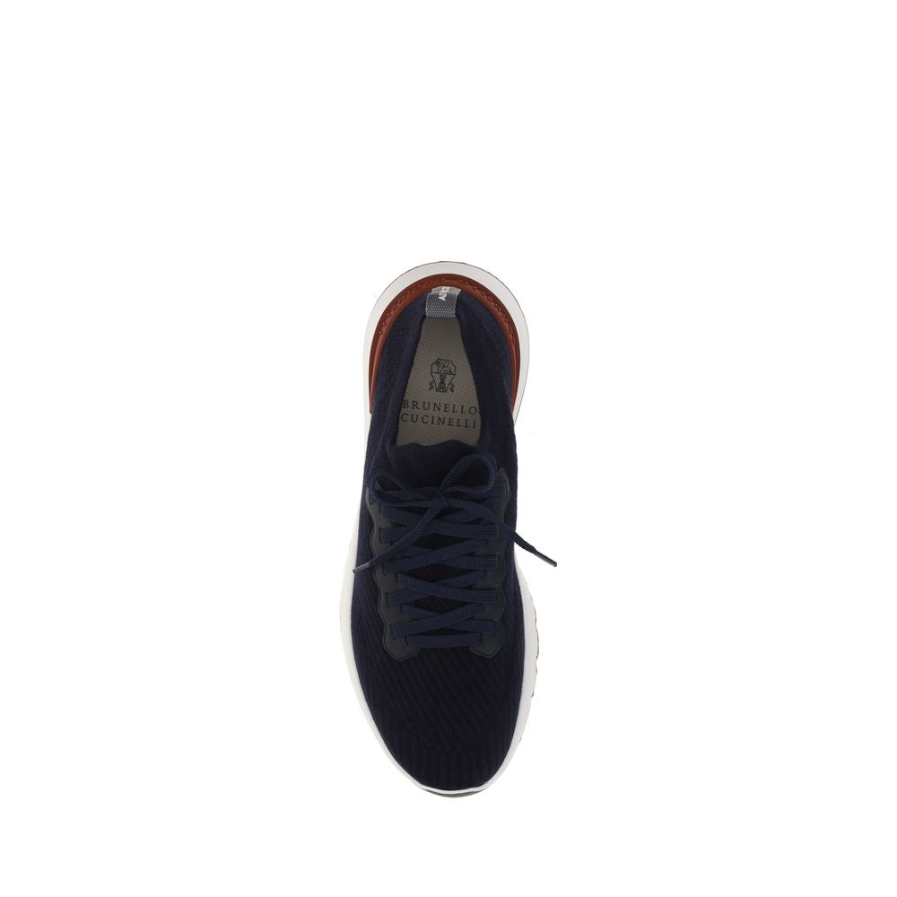 Brunello Cucinelli Blue Cotton Low Top Sneakers for Men