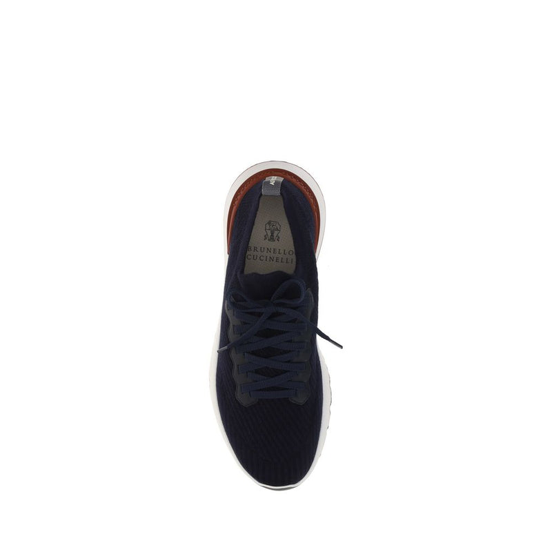 Brunello Cucinelli Blue Cotton Low Top Sneakers for Men