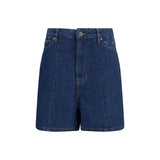 Marine Serre Blue Cotton Bermuda Shorts - High-Waisted Design