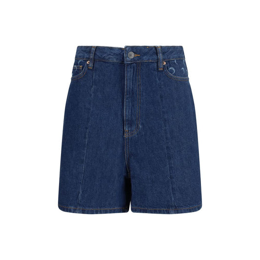 Marine Serre Blue Cotton Bermuda Shorts for Women