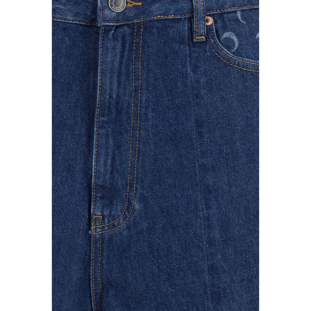 Marine Serre Blue Cotton Bermuda Shorts - High-Waisted Design