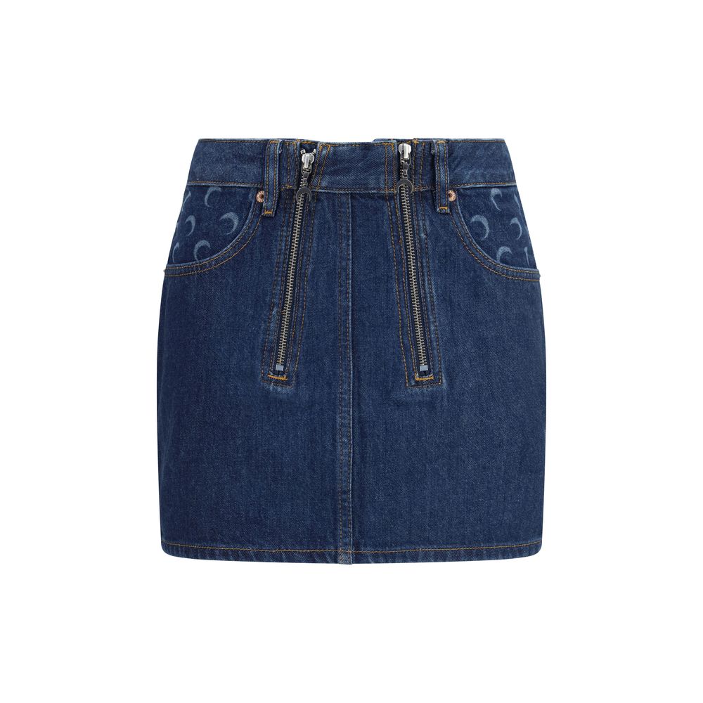 Marine Serre Blue Cotton Mini Skirt - Modern & Structured Design