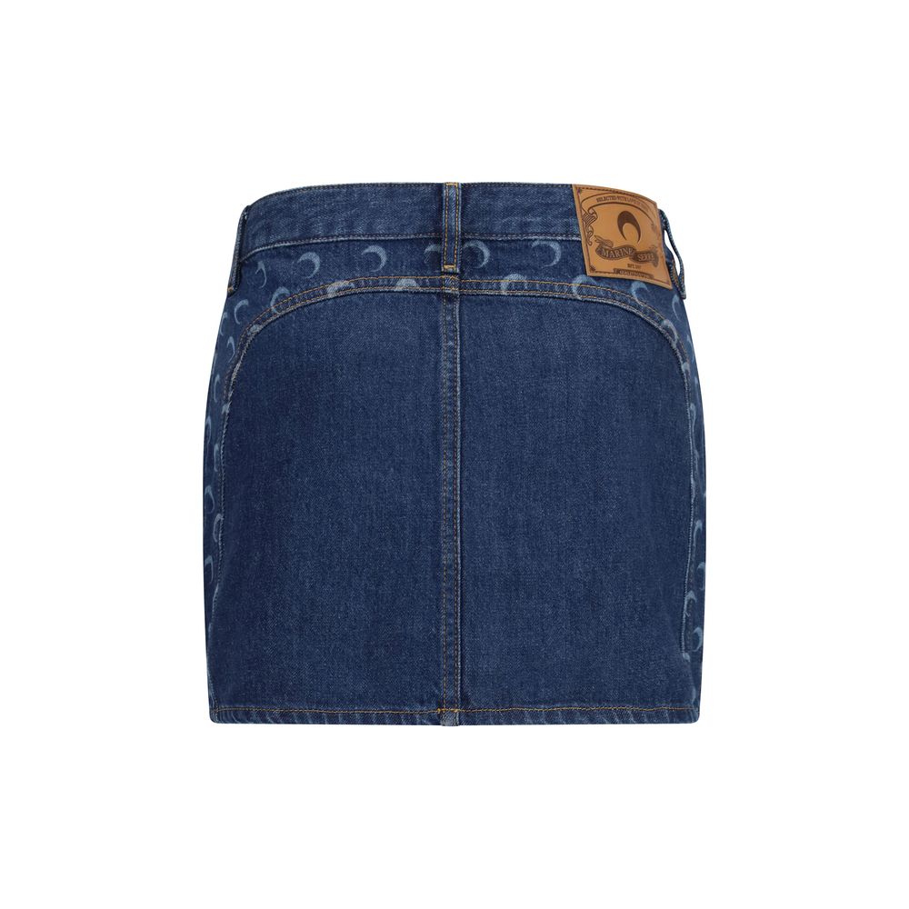Marine Serre Blue Cotton Mini Skirt - Modern & Structured Design