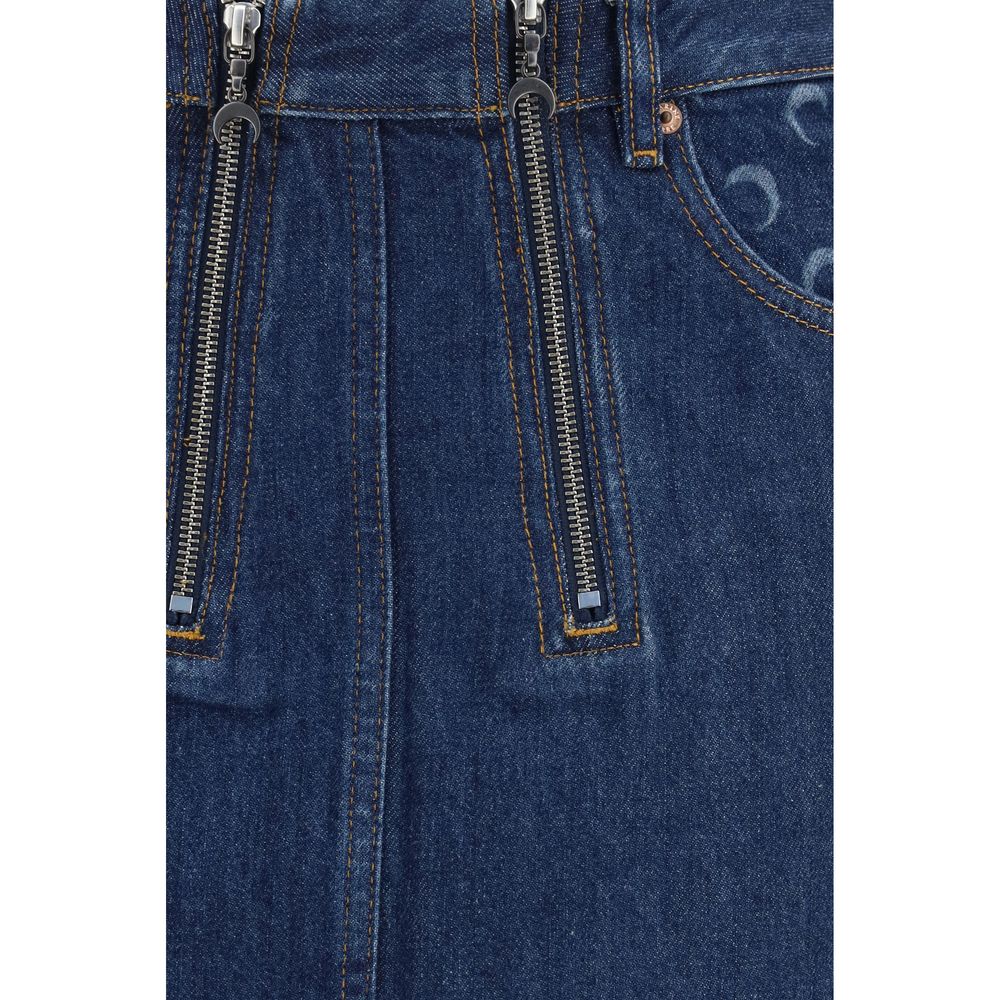Marine Serre Blue Cotton Mini Skirt - Modern & Structured Design