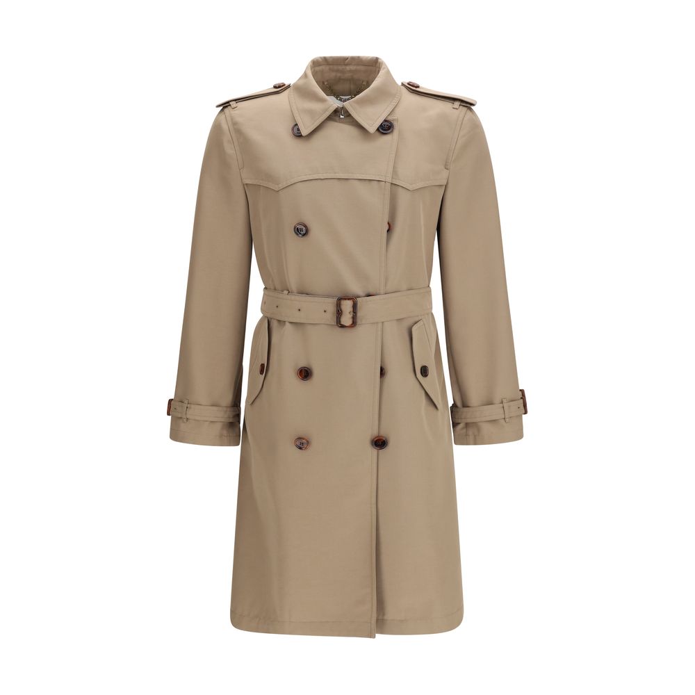 Burberry Brown Silk Trench Coat - Iconic Double-Breasted Design