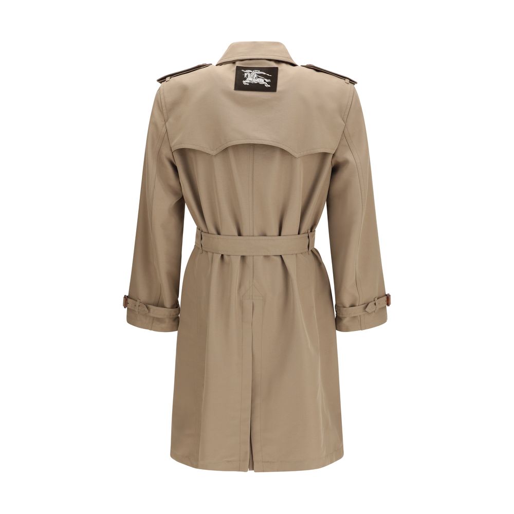 Burberry Brown Silk Trench Coat - Iconic Double-Breasted Design