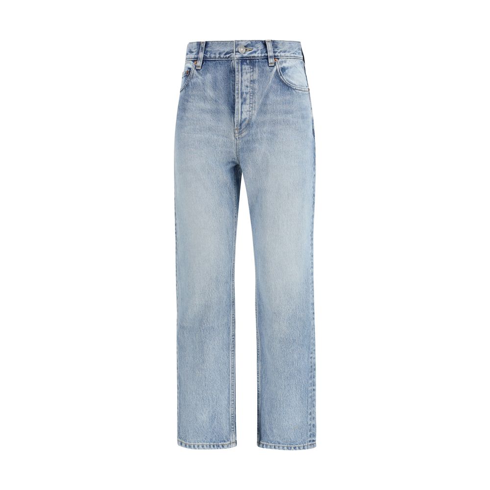 Saint Laurent South 90s Blue Cotton Cropped Jeans
