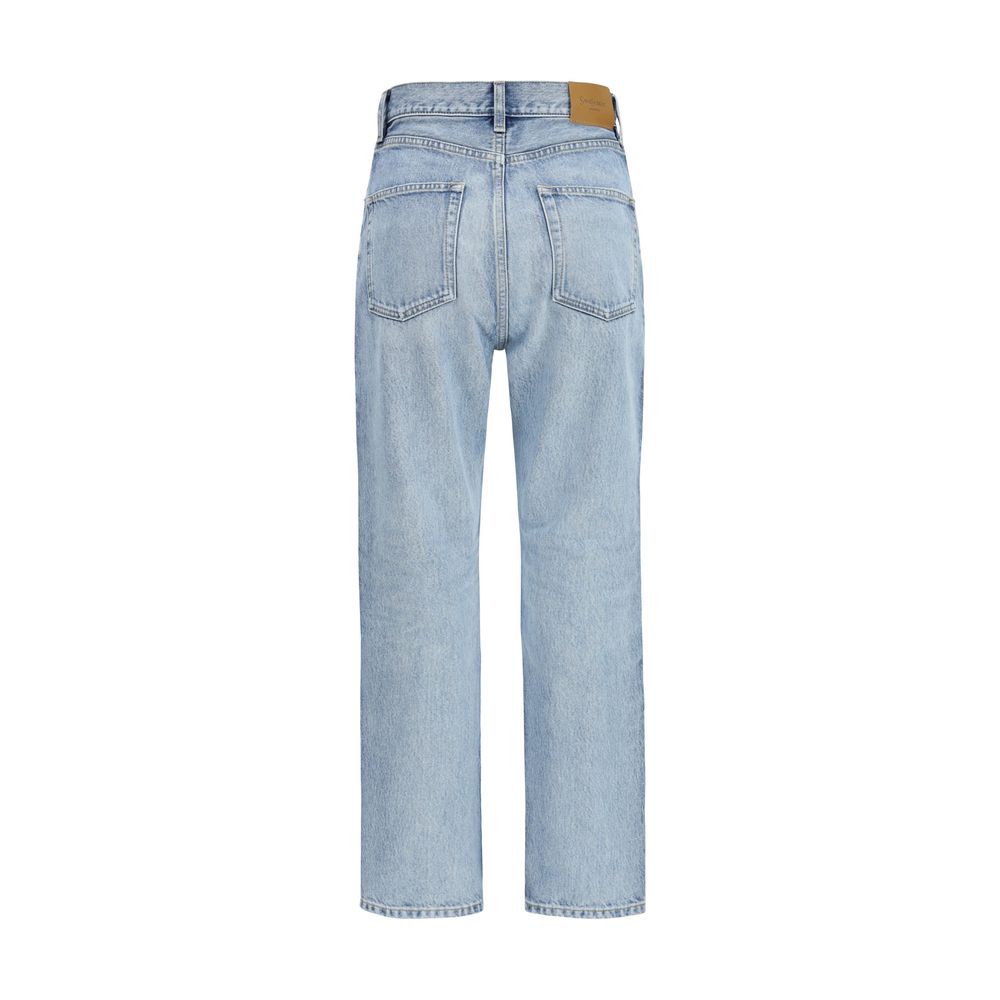 Saint Laurent South 90s Blue Cotton Cropped Jeans