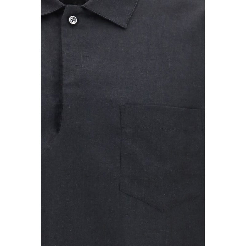 Deperlu Black Linen Dress Shirt - Relaxed Elegance for Men