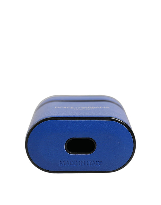 Dolce & Gabbana Blue Calf Leather AirPods Case with Logo